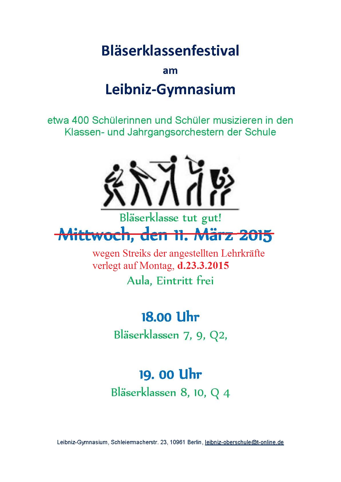 Bläserklassenfestival Leibniz15 Plakatstreik